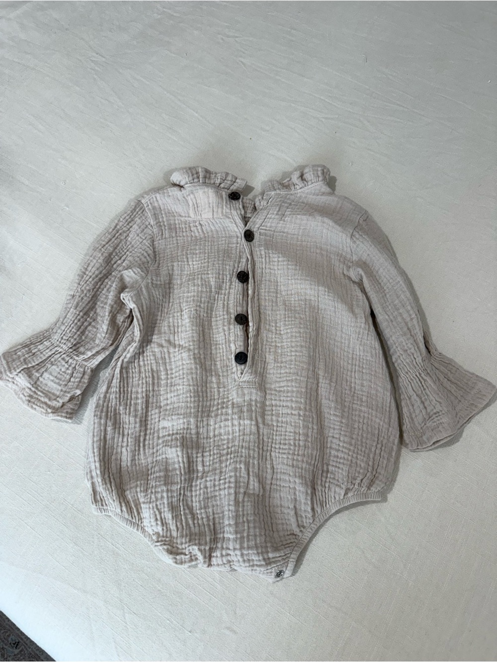 Beige Ruffle Collar One-Piece - Picture 2 of 4